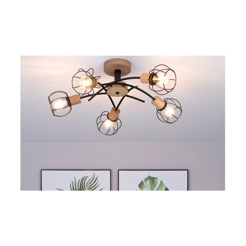 Viviane Lampa Sufitowa 5xE27 Max.60W Dąb Olejowany/Czarny