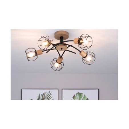 Viviane Lampa Sufitowa 5xE27 Max.60W Dąb Olejowany/Czarny