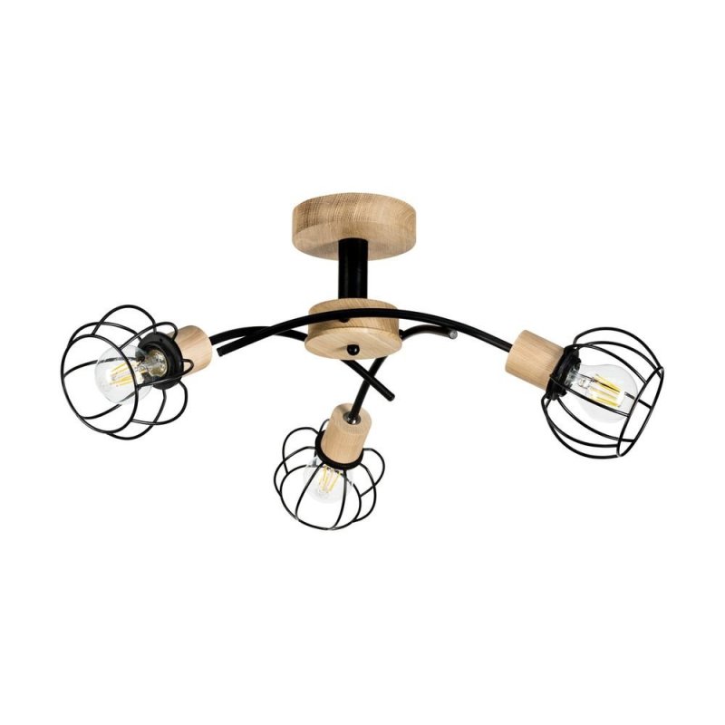 Viviane Lampa Sufitowa 3xE27 Max.60W Dąb Olejowany/Czarny