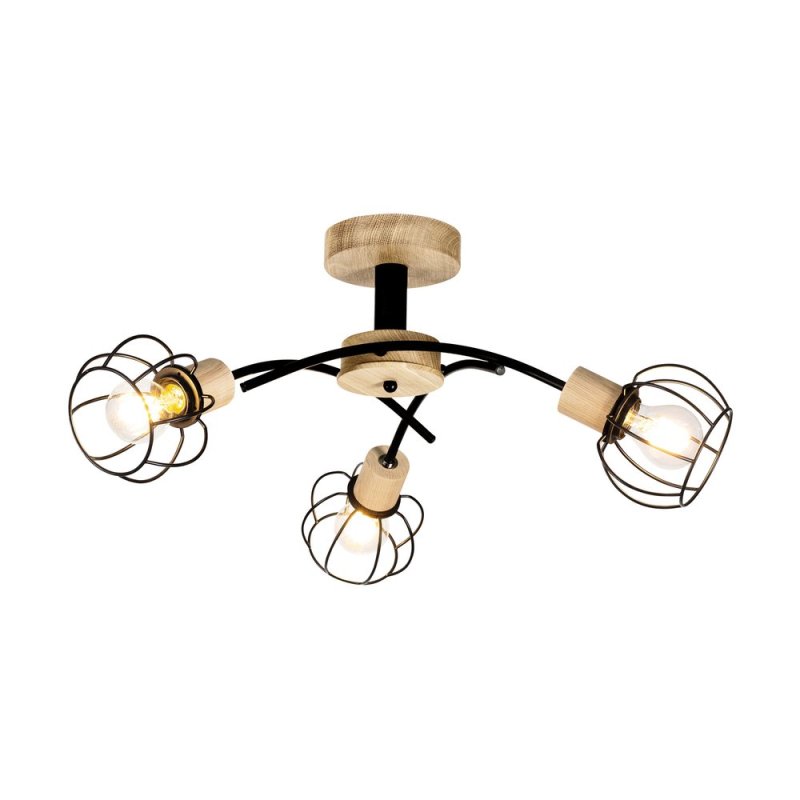 Viviane Lampa Sufitowa 3xE27 Max.60W Dąb Olejowany/Czarny