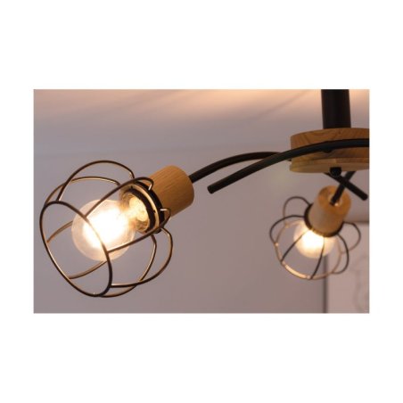 Viviane Lampa Sufitowa 3xE27 Max.60W Dąb Olejowany/Czarny