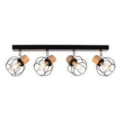 Phiphi Lampa Sufitowa 4xE27 Max.60W Czarny/Chrom/Dąb Olejowany