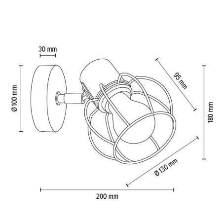 Phiphi Kinkiet 1xE27 Max.60W Czarny/Chrom/Czarny