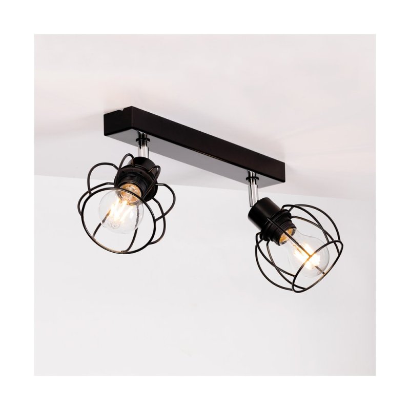 Phiphi Lampa Sufitowa 2xE27 Max.60W Czarny/Chrom/Czarny