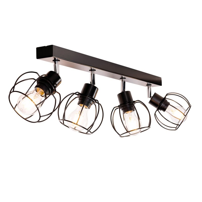 Phiphi Lampa Sufitowa 4xE27 60W Czarny/Chrom/Czarny