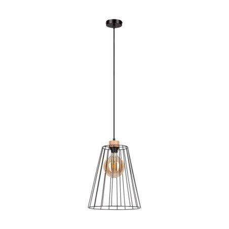 Swan Lampa Wisząca 1xE27 60W Czarny/Dąb Olejowany/Czarny PVC/Czarny