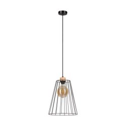 Swan Lampa Wisząca 1xE27 60W Czarny/Dąb Olejowany/Czarny PVC/Czarny