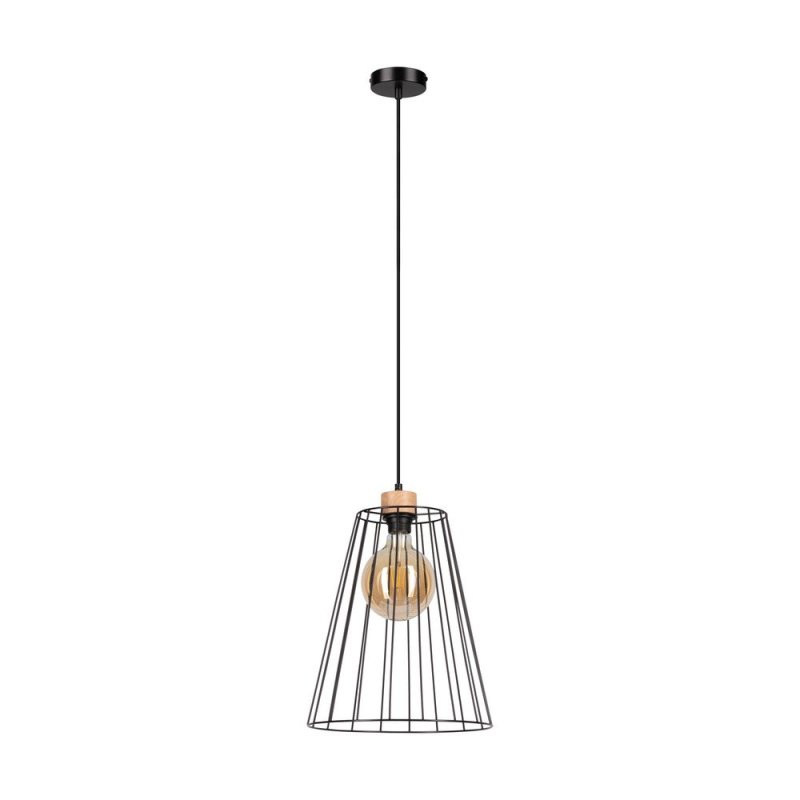 Swan Lampa Wisząca 1xE27 60W Czarny/Dąb Olejowany/Czarny PVC/Czarny