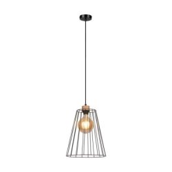 Swan Lampa Wisząca 1xE27 60W Czarny/Dąb Olejowany/Czarny PVC/Czarny