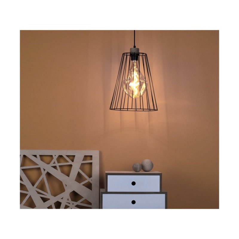 Swan Lampa Wisząca 1xE27 60W Czarny/Dąb Olejowany/Czarny PVC/Czarny