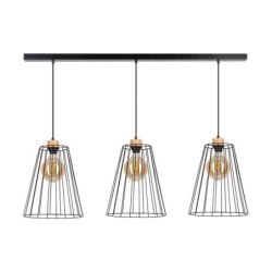 Swan Lampa Wisząca 3xE27 Max.60W Czarny/Dąb Olejowany/Czarny PVC/Czarny