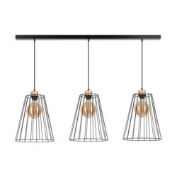 Swan Lampa Wisząca 3xE27 Max.60W Czarny/Dąb Olejowany/Czarny PVC/Czarny