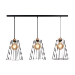 Swan Lampa Wisząca 3xE27 Max.60W Czarny/Dąb Olejowany/Czarny PVC/Czarny