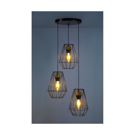Endorfina Lampa Wisząca 3xE27 Max.60W Czarny/Dąb Olejowany/Czarny PVC/Czarny