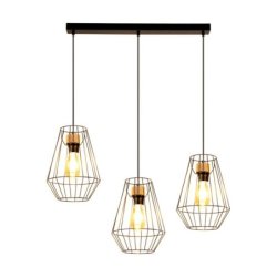 Endorfina Lampa Wisząca 3xE27 Max.60W Czarny/Dąb Olejowany/Czarny PVC/Czarny