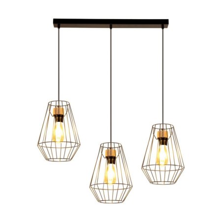 Endorfina Lampa Wisząca 3xE27 Max.60W Czarny/Dąb Olejowany/Czarny PVC/Czarny