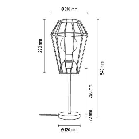 Endorfina Lampa Stołowa 1xE27 Max.25W Czarny