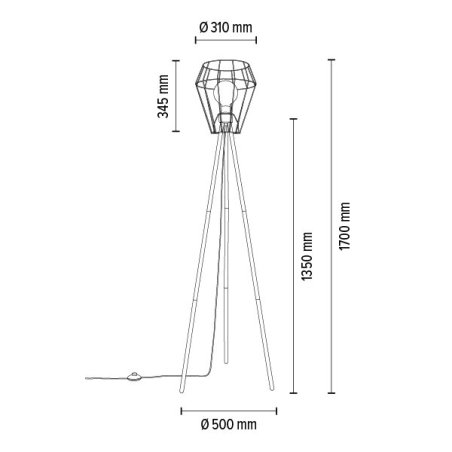 Endorfina Lampa Podłogowa 1xE27 Max.40W Czarny/Czarny
