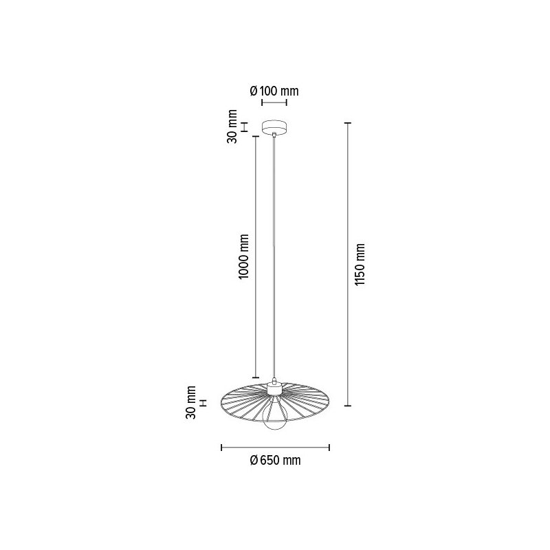 Antonella Lampa Wisząca 1xE27 Max.60W Czarny/Czarny/Dąb Olejowany/Czarny