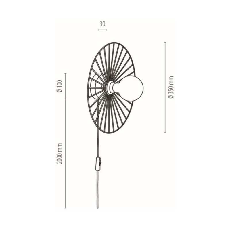 Antonella Kinkiet 1xE27 Max.25W Czarny