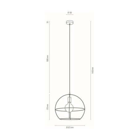 Casa Palla Lampa Wisząca 1xE27 Max.60W Czarny/Czarny PVC