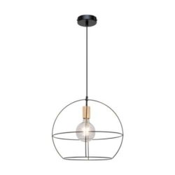 Casa Palla Lampa Wisząca 1xE27 Max.60W Czarny/Dąb Olejowany