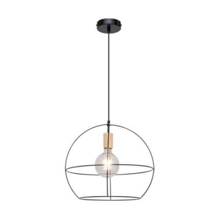 Casa Palla Lampa Wisząca 1xE27 Max.60W Czarny/Dąb Olejowany