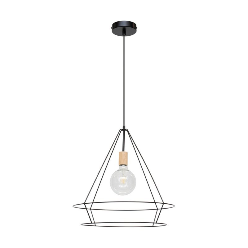 Casa Triango Lampa Wisząca 1xE27 Max.60W Czarny/Dąb Olejowany