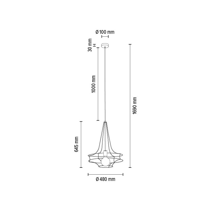 Casa Rina Lampa Wisząca 1xE27 Max.60W Czarny/Czarny PVC