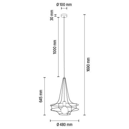 Casa Rina Lampa Wisząca 1xE27 Max.60W Czarny/Czarny PVC