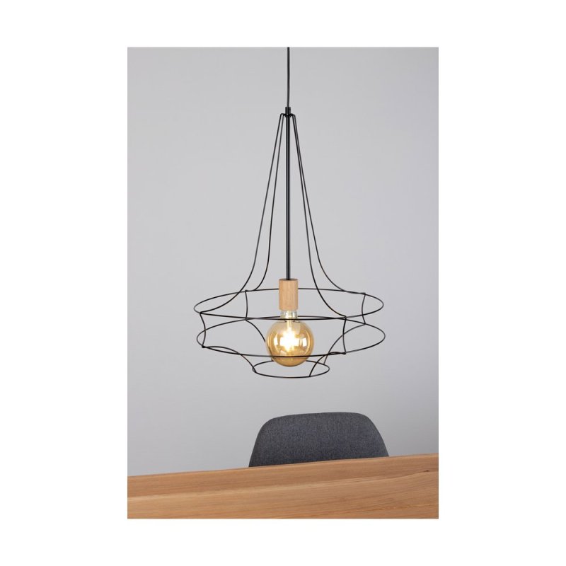 Casa Rina Lampa Wisząca 1xE27 Max.60W Czarny/Dąb Olejowany