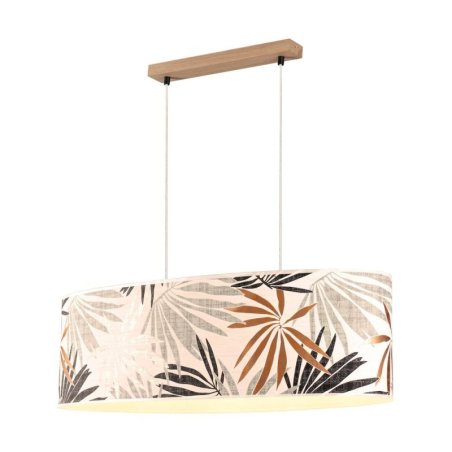 Hoja Lampa Wisząca 2xE27 Max.40W Dąb Olejowany/Transparentny PVC/Multikolor