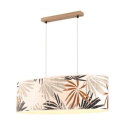 Hoja Lampa Wisząca 2xE27 Max.40W Dąb Olejowany/Transparentny PVC/Multikolor