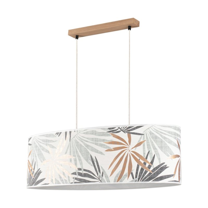 Hoja Lampa Wisząca 2xE27 Max.40W Dąb Olejowany/Transparentny PVC/Multikolor