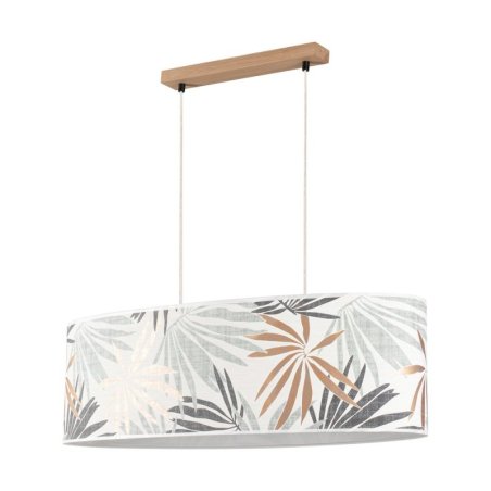 Hoja Lampa Wisząca 2xE27 Max.40W Dąb Olejowany/Transparentny PVC/Multikolor