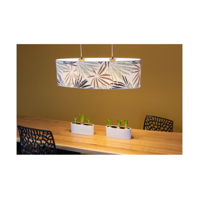 Hoja Lampa Wisząca 2xE27 Max.40W Dąb Olejowany/Transparentny PVC/Multikolor