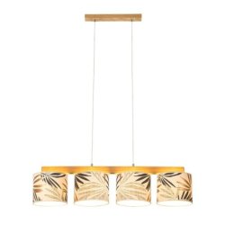 Hoja Lampa Wisząca 4xE27 Max.25W Dąb Olejowany/Transparentny PVC/Multikolor