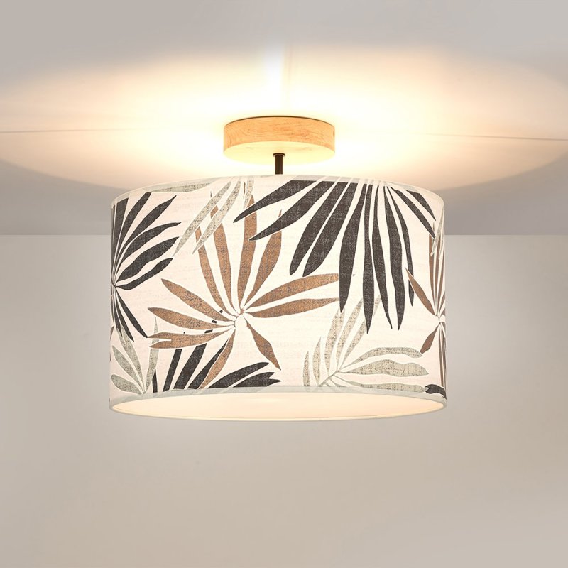 Hoja Lampa Sufitowa 1xE27 Max.60W Dąb Olejowany/Czarny/Multikolor