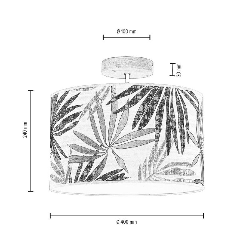 Hoja Lampa Sufitowa 1xE27 Max.60W Dąb Olejowany/Czarny/Multikolor