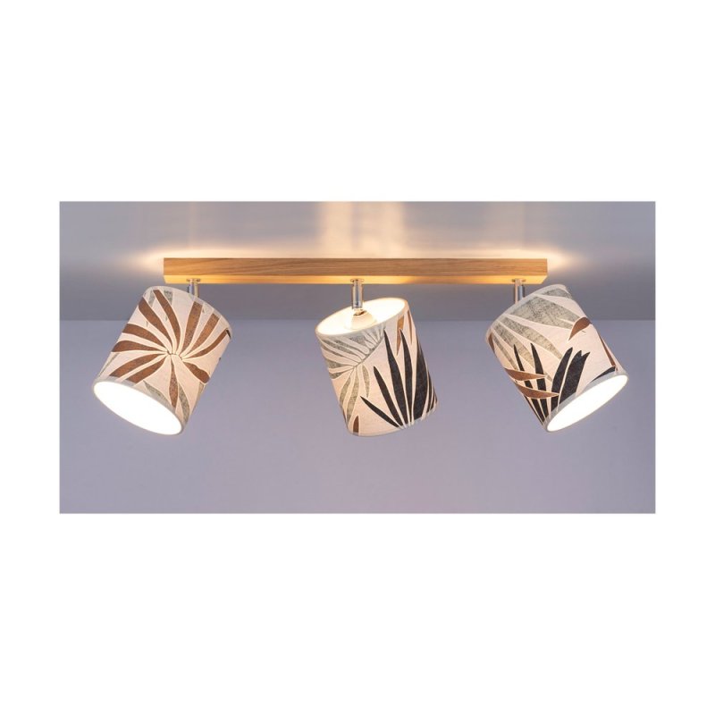 Hoja Lampa Sufitowa 3xE27 Max.25W Dąb Olejowany/Multikolor