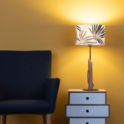 Hoja Lampa Stołowa 1xE27 Max.60W Czarny/Dąb Olejowany//Multikolor