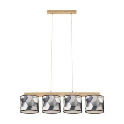 Espacio Lampa Wisząca 4xE27 Max.25W Dąb Olejowany/Transparentny PVC/Multikolor