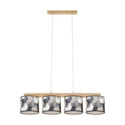 Espacio Lampa Wisząca 4xE27 Max.25W Dąb Olejowany/Transparentny PVC/Multikolor