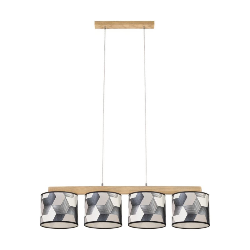 Espacio Lampa Wisząca 4xE27 Max.25W Dąb Olejowany/Transparentny PVC/Multikolor