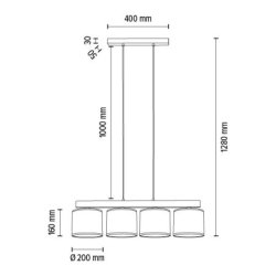 Espacio Lampa Wisząca 4xE27 Max.25W Dąb Olejowany/Transparentny PVC/Multikolor