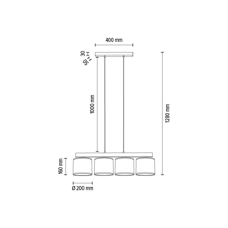 Espacio Lampa Wisząca 4xE27 Max.25W Dąb Olejowany/Transparentny PVC/Multikolor