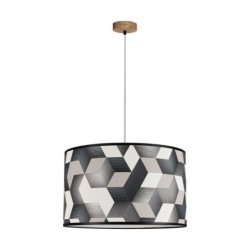 Espacio Lampa Wisząca 1xE27 Max.60W Dąb Olejowany/Transparentny PVC/Multikolor