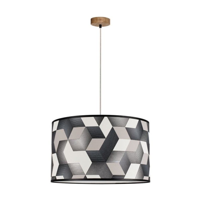 Espacio Lampa Wisząca 1xE27 Max.60W Dąb Olejowany/Transparentny PVC/Multikolor