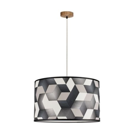 Espacio Lampa Wisząca 1xE27 Max.60W Dąb Olejowany/Transparentny PVC/Multikolor