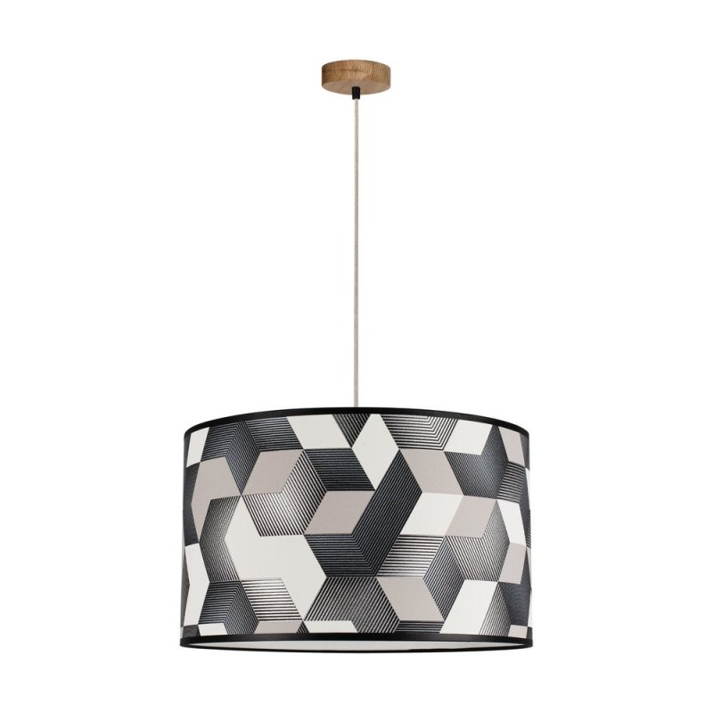 Espacio Lampa Wisząca 1xE27 Max.60W Dąb Olejowany/Transparentny PVC/Multikolor